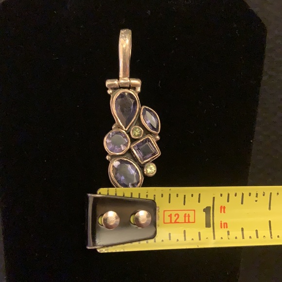 Amethyst & Peridot Bezel Set Pendant In Sterling - Picture 6 of 6